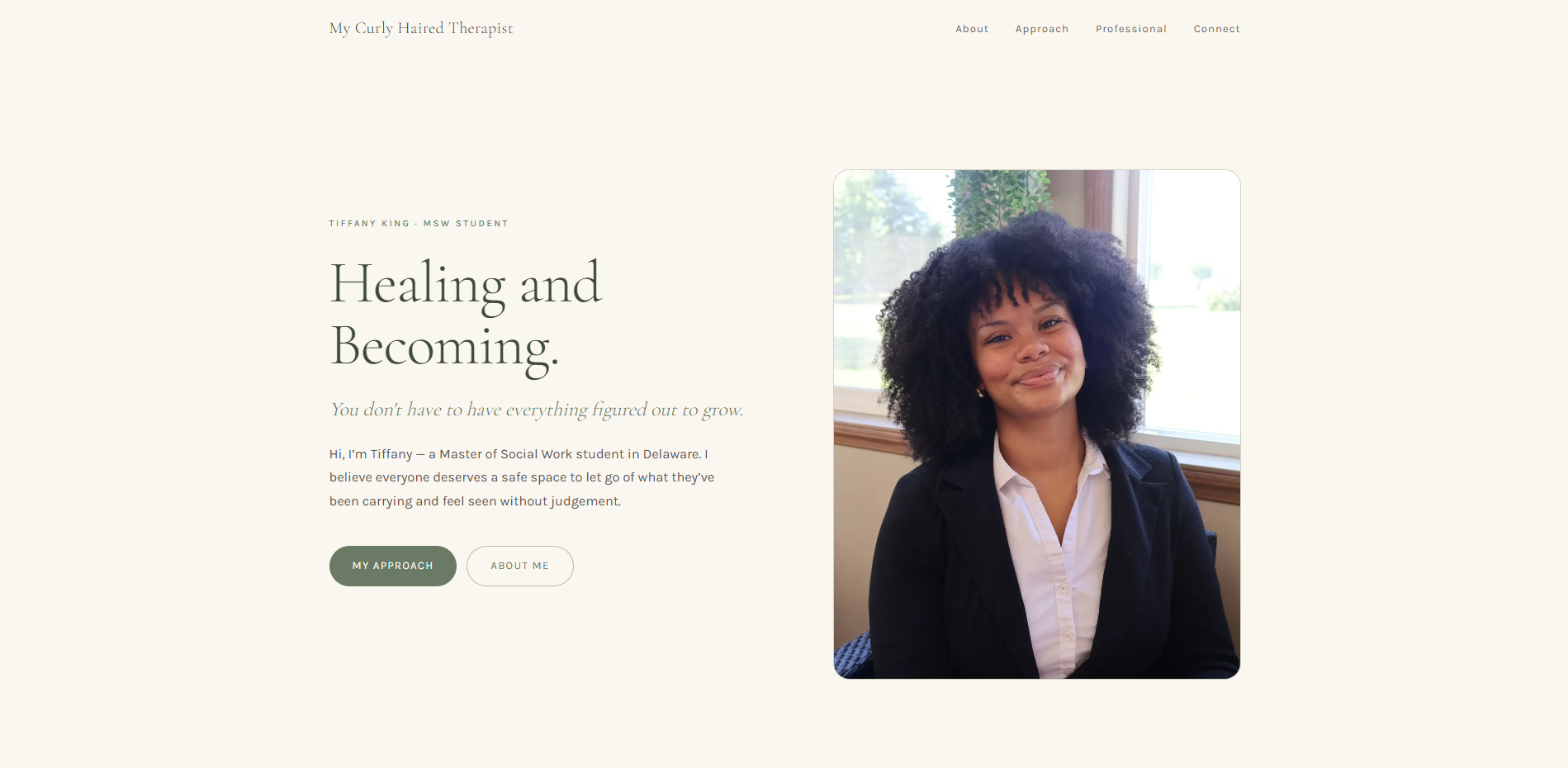 My Curly Haired Therapist website homepage